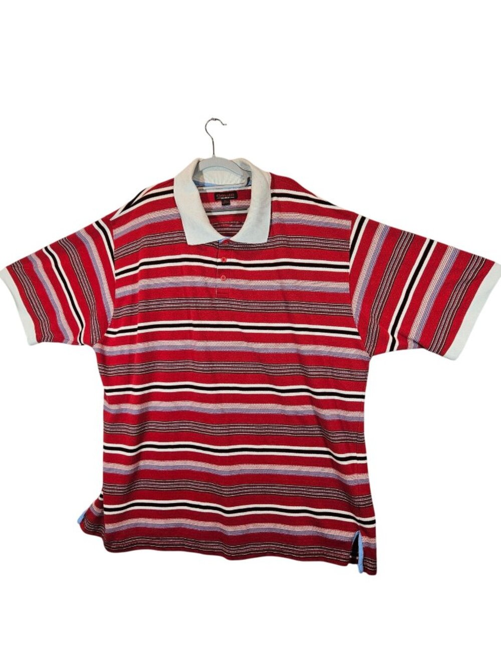 Koman Mens 4XL Red Striped Polo Shirt Office golf athleisure vacation Red Retro